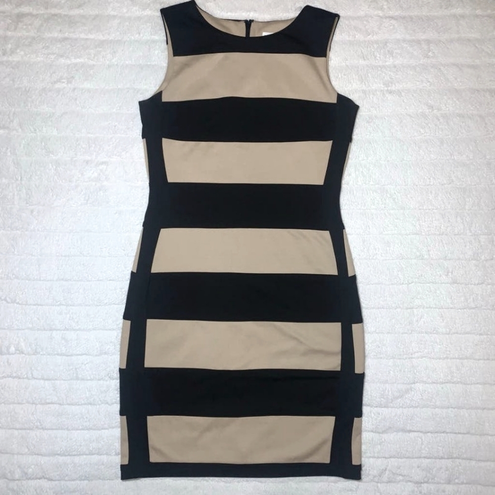 Calvin Klein Striped Sleeveless Sheath Dress SZ 16
